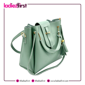 Green PU Leather Tote Hand-Bag