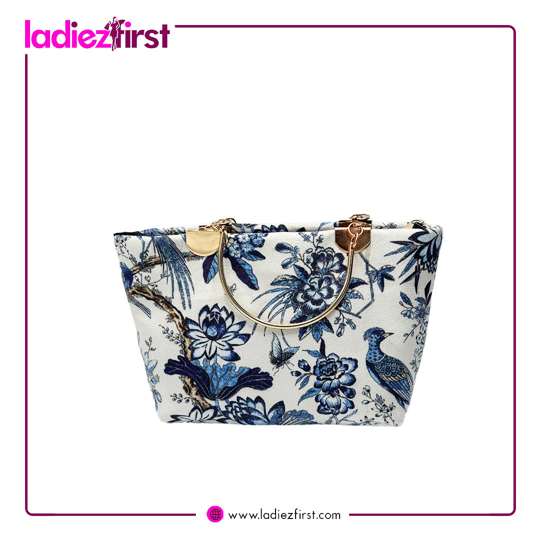 Blue Flowers Printed Carry Bag