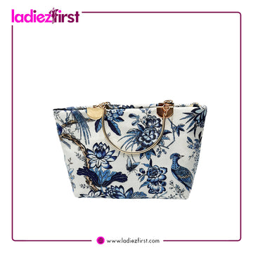 Blue Flowers Printed Carry Bag