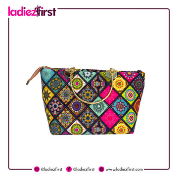 Multi Color Printed Luxury HandBag For Girls With Long Straps